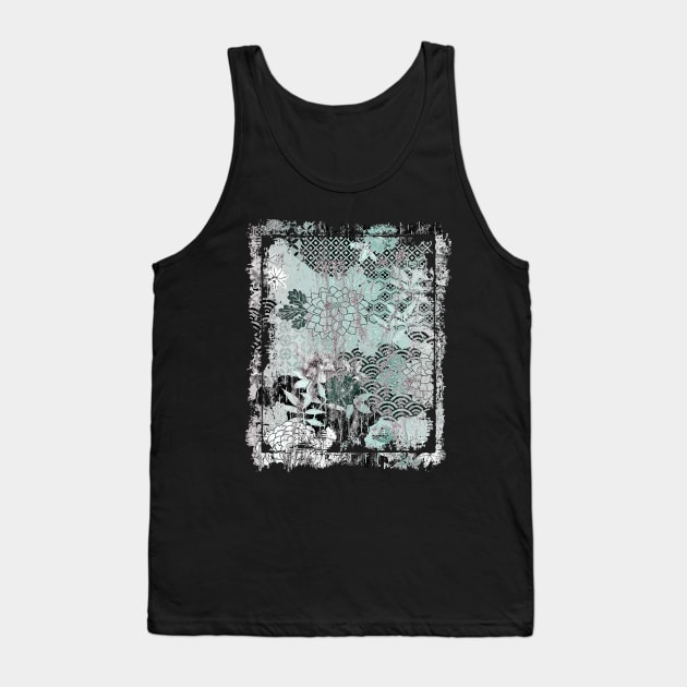 Japanese Floral Pattern Chrysanthemum Cherry Blossom Earth Tone Colors 31 Tank Top by dvongart